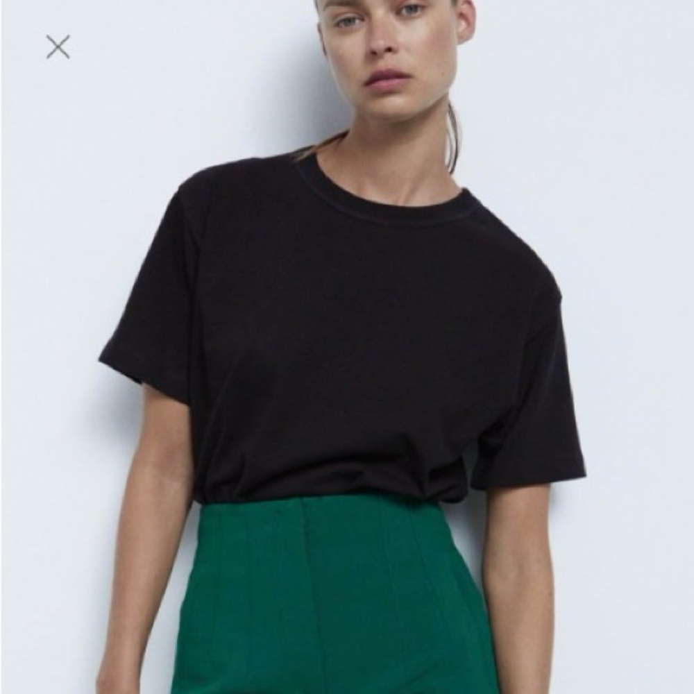 NWT ZARA High Waisted Straight Leg Trousers ~ Blue/Green XS